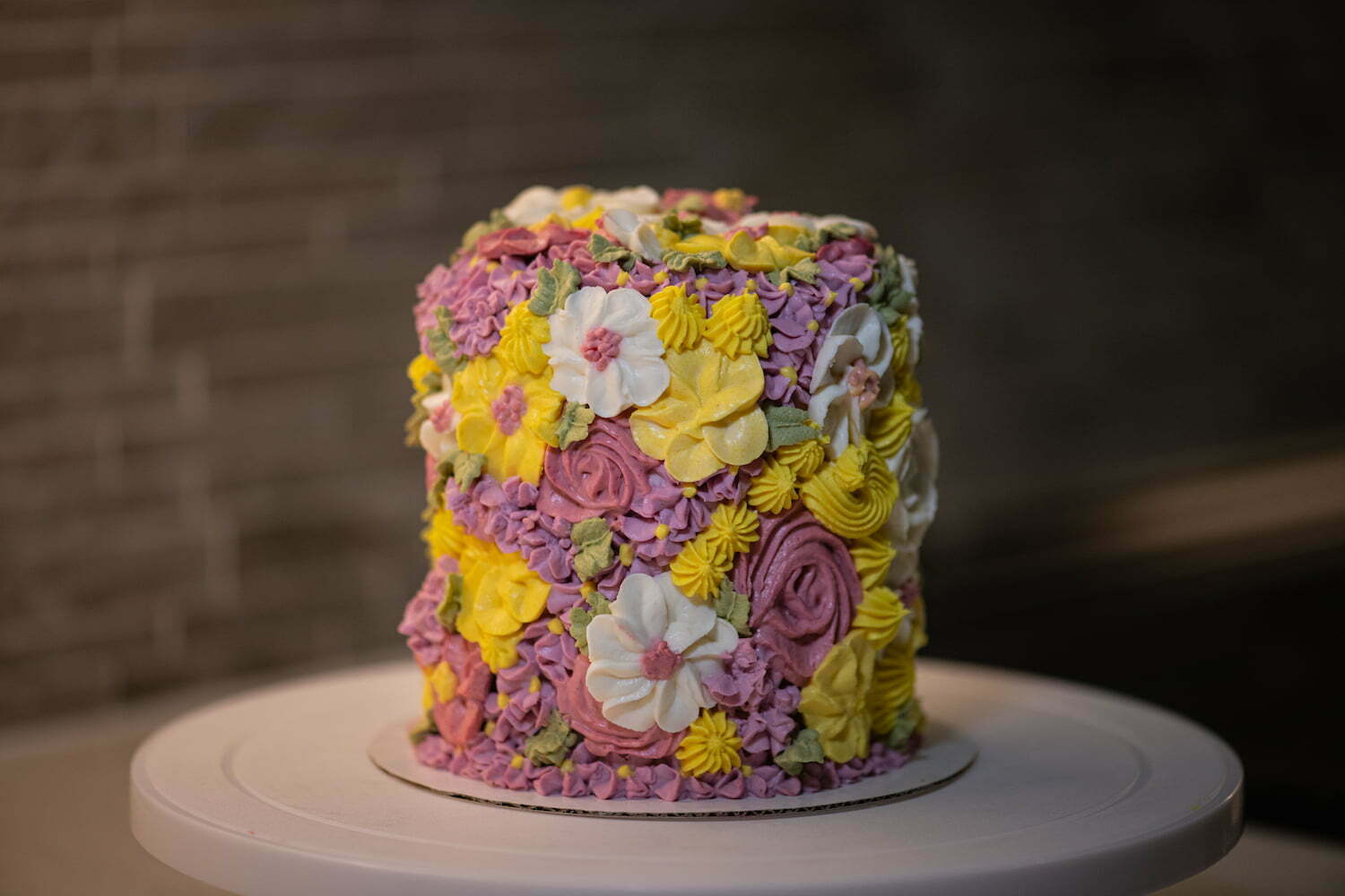 Custom floral cake with fruits filling